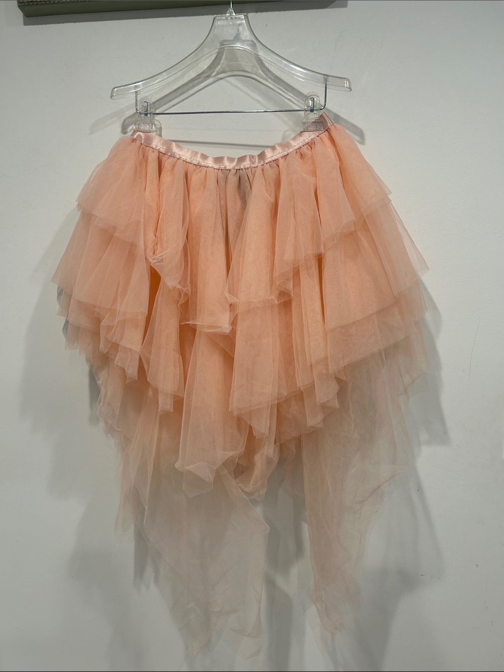 Dolls Kill Peach handkerchief Tiered Tulle layer High-Low Skirt large new women - Picture 4 of 5